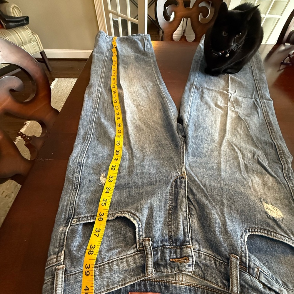 Anthropologie Blue Wide Leg Jeans Sz 30 distressed clean great Capsule Wardrobe - Picture 3 of 12